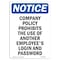 Signmission OSHA Notice Sign, 10" H, Rigid Plastic, Using Another Employee Login Prohibited Sign, Portrait OS-NS-P-710-V-16801 - alternate 1